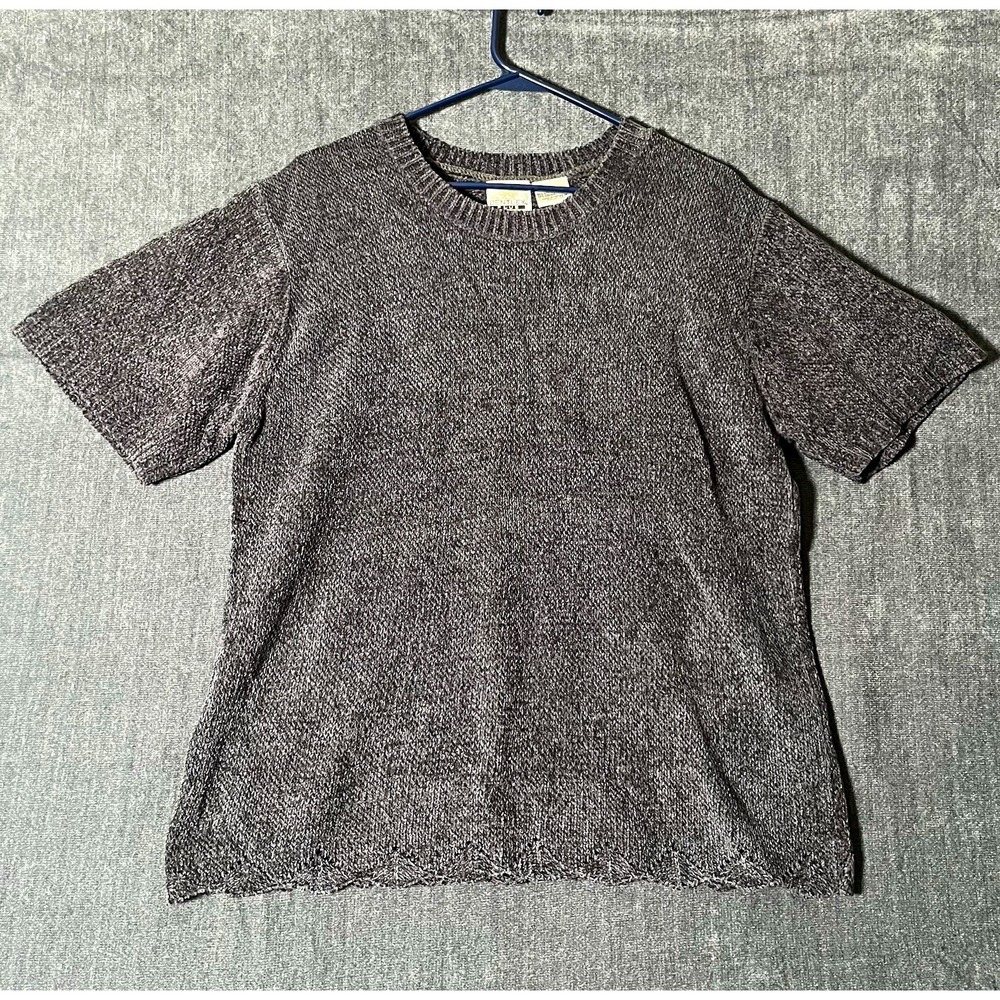 Bentley Plus Womens Gray Knit Crew Neck Short Sleeve Pullover Sweater Size 1X